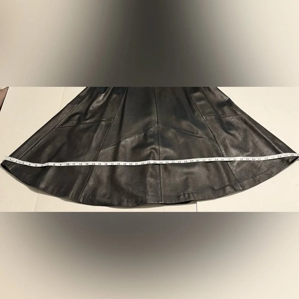 Gingette Leather Vintage Black Soft Maxi Lined Zip Genuine Skirt Israel 26” - Picture 10 of 16